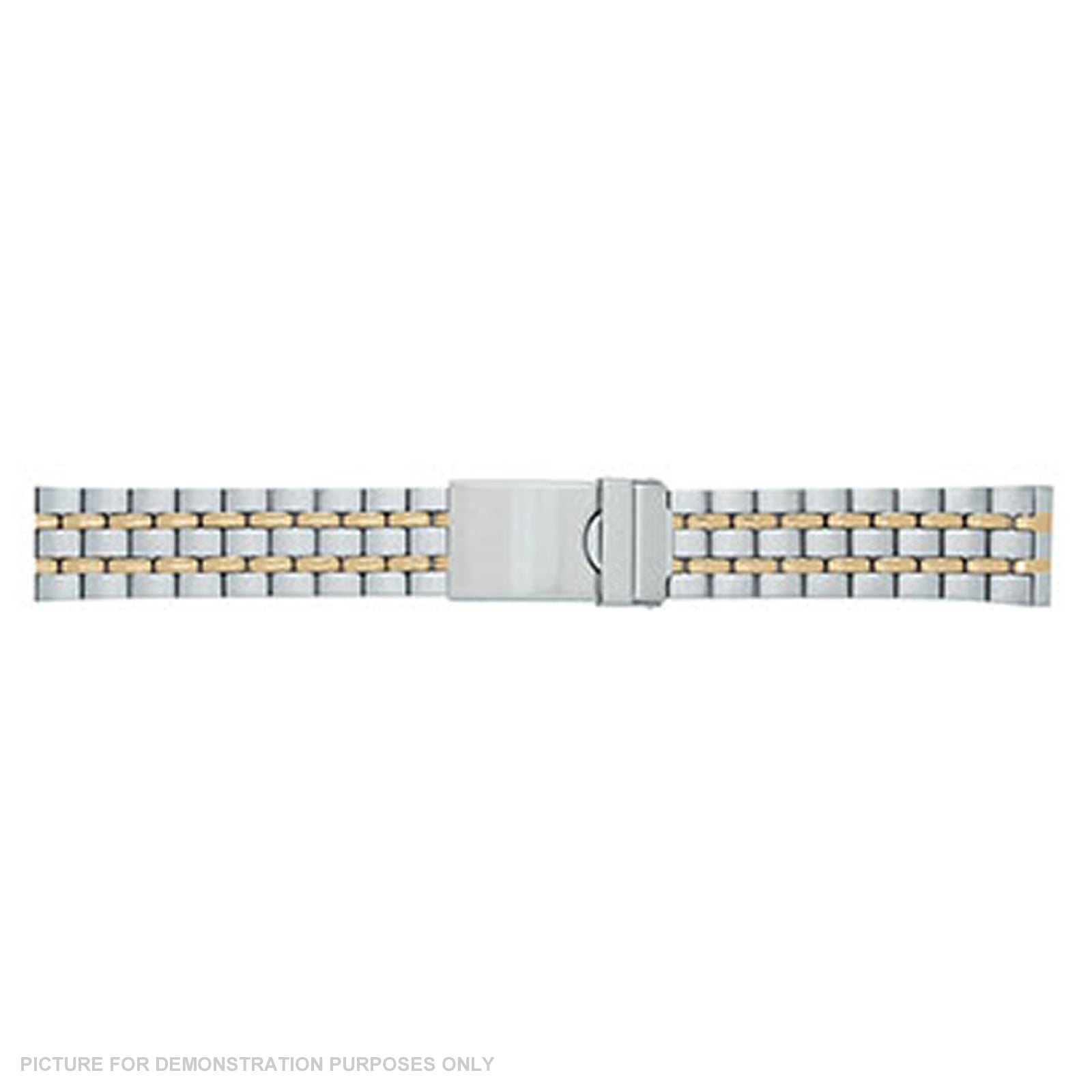 Gents 22mm Stainless Steel Two Tone Watch Strap with Safety Clasp